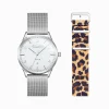 Cheap Set Code TS weiße Uhr und Animal Print Armband Damen Uhren|Damenuhren
